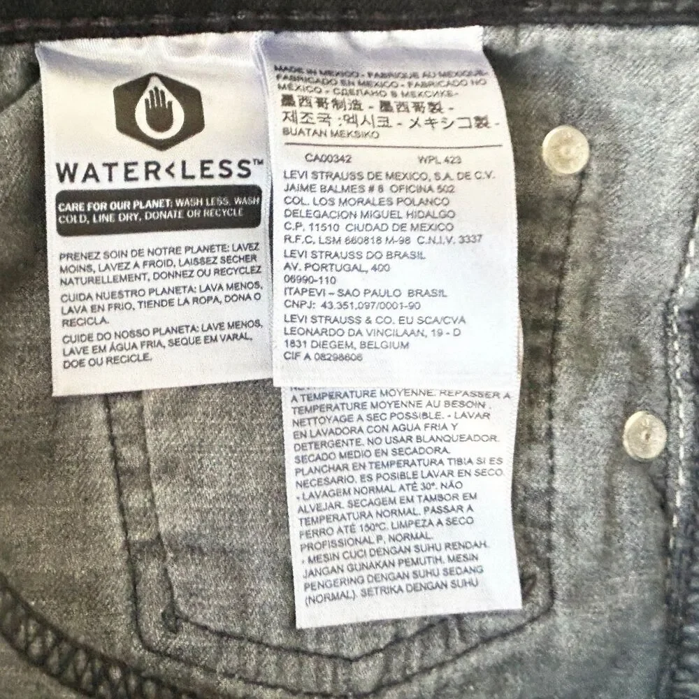 Levi's 511 Slim Fit Black Denim Jeans Zip Fly #04511-4406 Mens W32 x L30